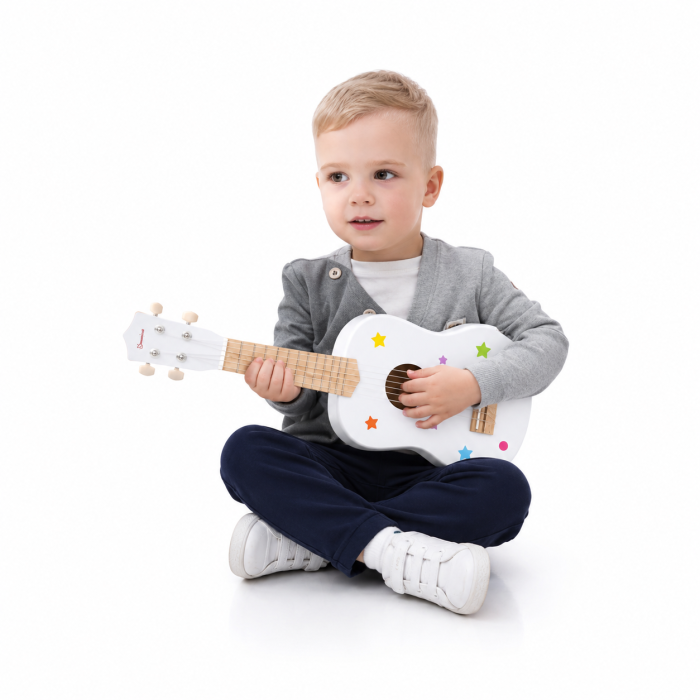 Chitară clasică din lemn pentru copii, 53 cm, 6 corzi - Alb [2]