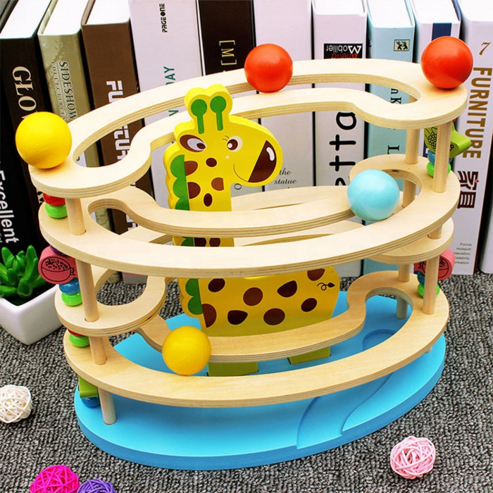 Circuit cu bile din lemn – Girafa stilizata Montessori | ZukiToys.ro [2]