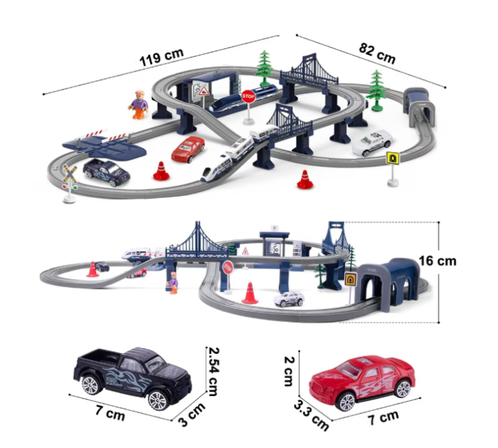 Circuit tren electric Rapid City/Police cu 106 piese – jucarie educativa pentru copii [3]