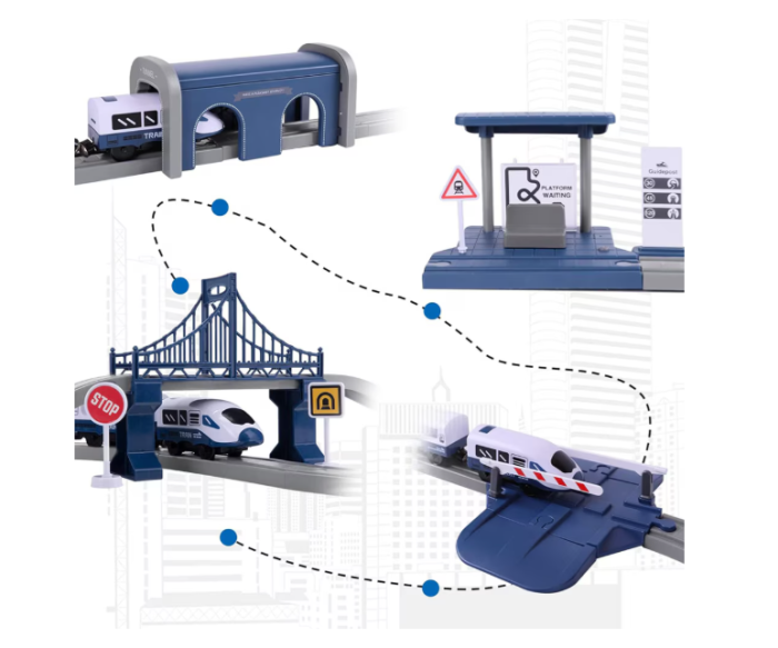 Circuit tren electric Rapid City/Police cu 106 piese – jucarie educativa pentru copii [2]