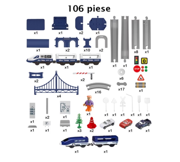 Circuit tren electric Rapid City/Police cu 106 piese – jucarie educativa pentru copii [4]