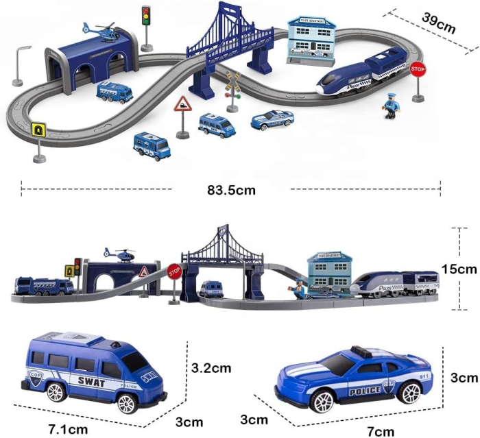 Circuit tren electric POLITIE cu accesorii – 66 piese DIY 3+ [4]