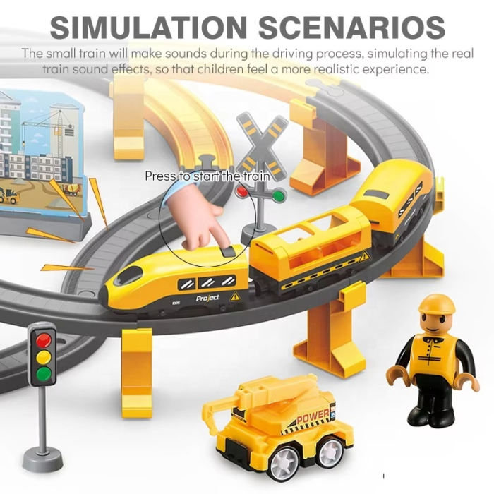 Circuit trenulet electric cu accesorii - constructii – 92 piese DIY 3+ [3]