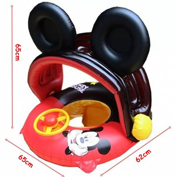 Colac bărcuță gonflabilă pentru copii cu parasolar și volan Mickey Mouse [4]