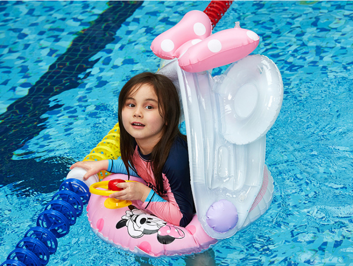 Colac bărcuță gonflabilă pentru copii cu parasolar și volan Minnie [4]