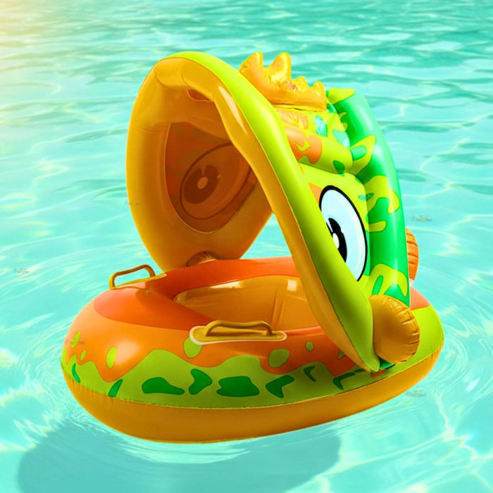 Colac bebe gonflabil cu parasolar detașabil – model Crocodil [2]