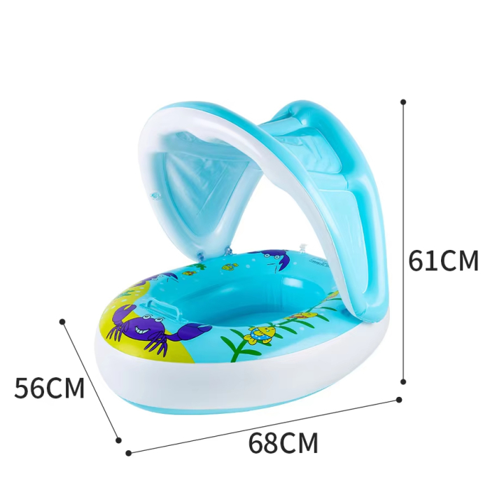 Colac de înot pentru copii cu parasolar – model Crab, albastru [5]