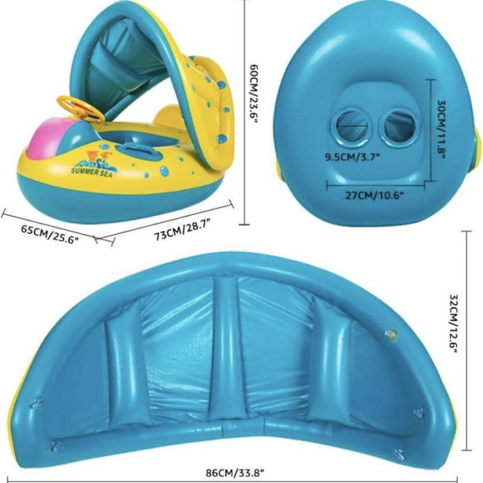 Colac gonflabil tip bărcuță cu volan și acoperiș – model Summer Sea [5]