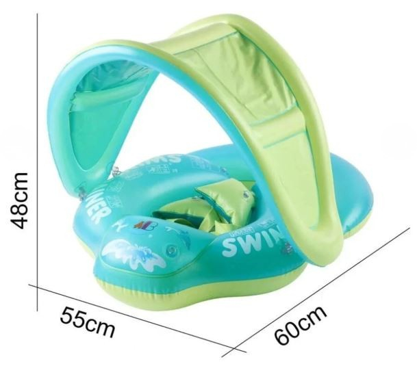 Colac gonflabil tip bărcuță pentru copii cu parasolar și suport [4]