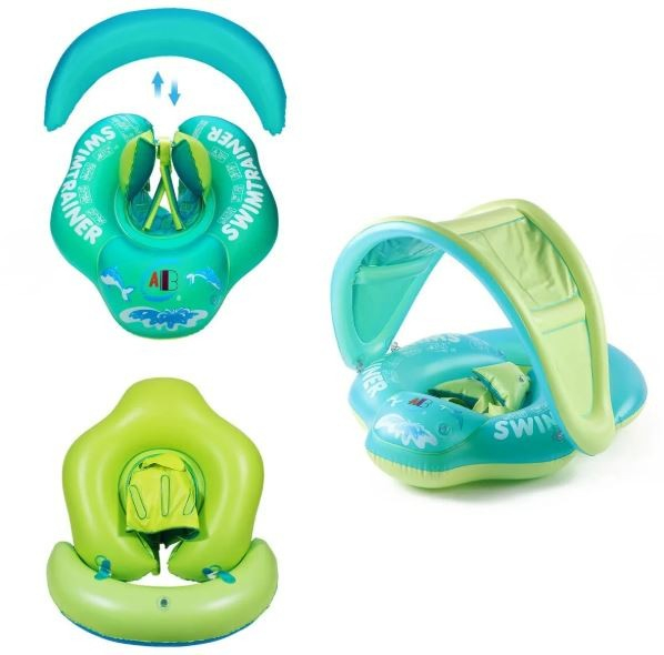 Colac gonflabil tip bărcuță pentru copii cu parasolar și suport [2]