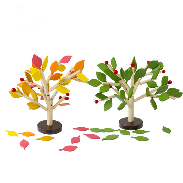 Copac Montessori din lemn cu frunze – Joc creativ pentru copii | ZukiToys.ro [1]