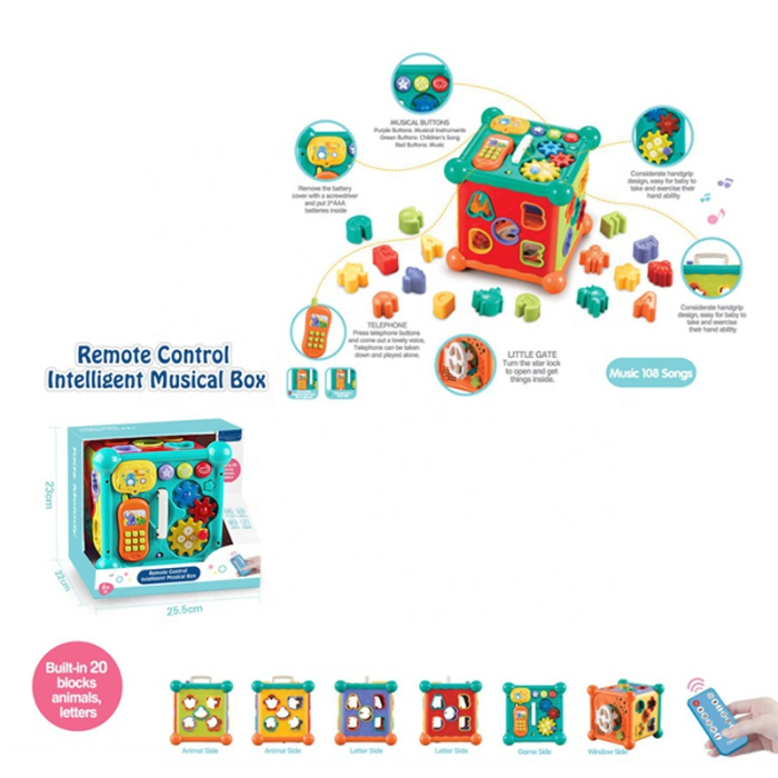 Cub educativ interactiv 8 în 1 pentru copii cu telecomandă, lumini, sunete și activități multiple [6]
