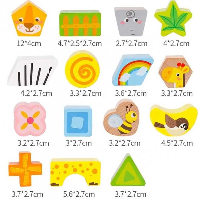 Cub Montessori din lemn cu forme geometrice si animale [5]