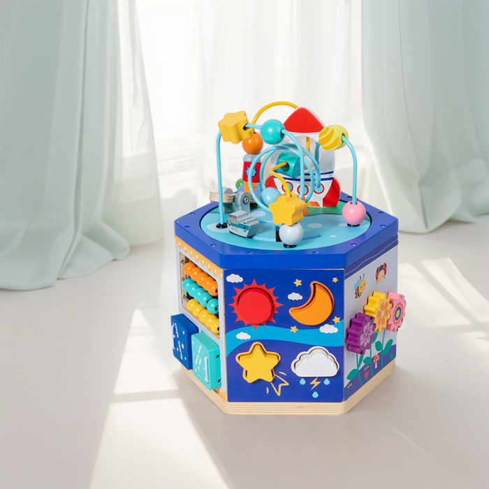Cub Montessori Premium 6 in 1 din lemn – centru activitati educative copii [4]