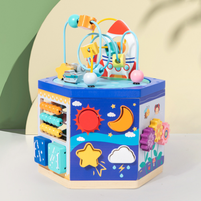 Cub Montessori Premium 6 in 1 din lemn – centru activitati educative copii [3]
