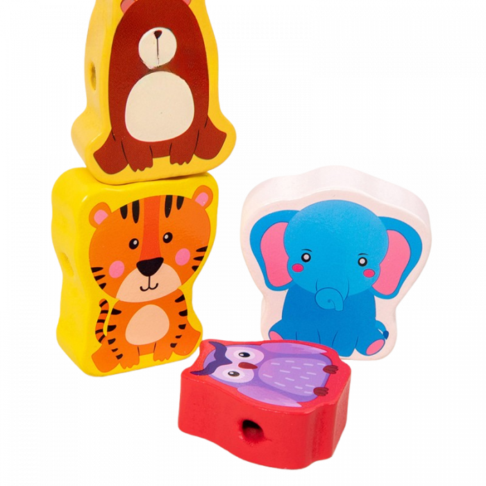 Cub sortator animale din lemn cu snur – Montessori 2 ani+ [3]