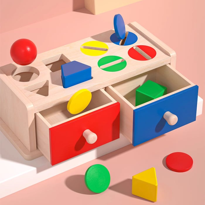 Cutia permanentei cu sertare – Joc Montessori lemn forme si culori [1]