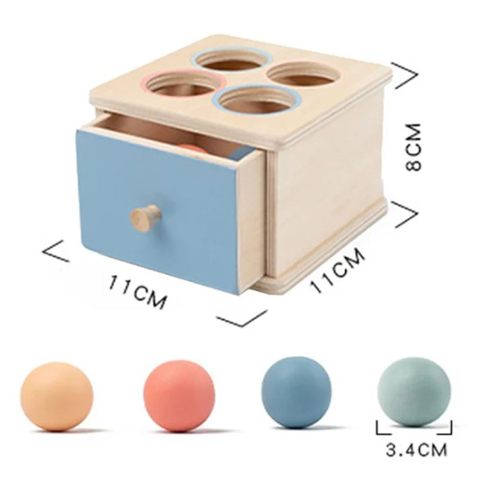 Cutie Montessori din lemn cu bile colorate și sortare [5]