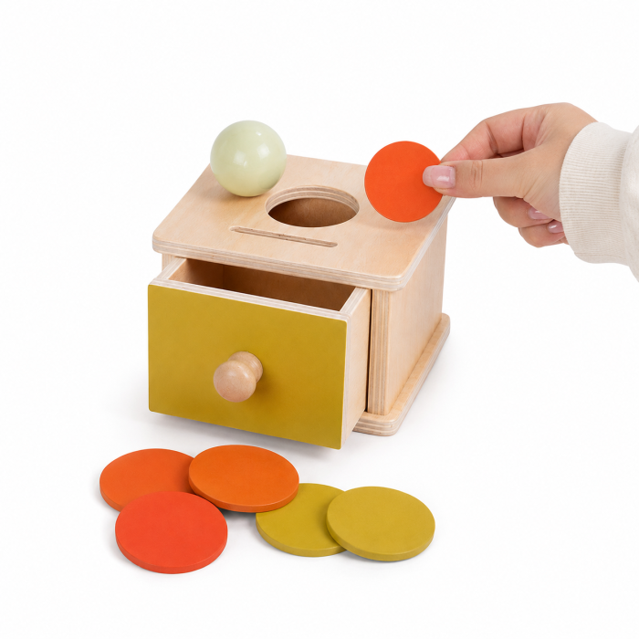 Cutie Montessori din lemn cu bile și jetoane pentru sortare și coordonare [3]