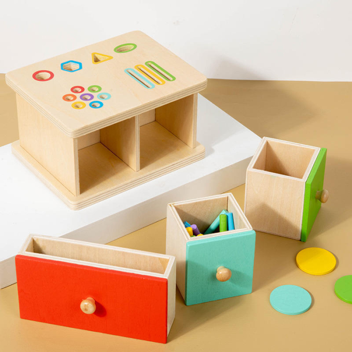 Cutie Montessori din Lemn pentru Sortarea Formelor și Culorilor, 3+ [4]