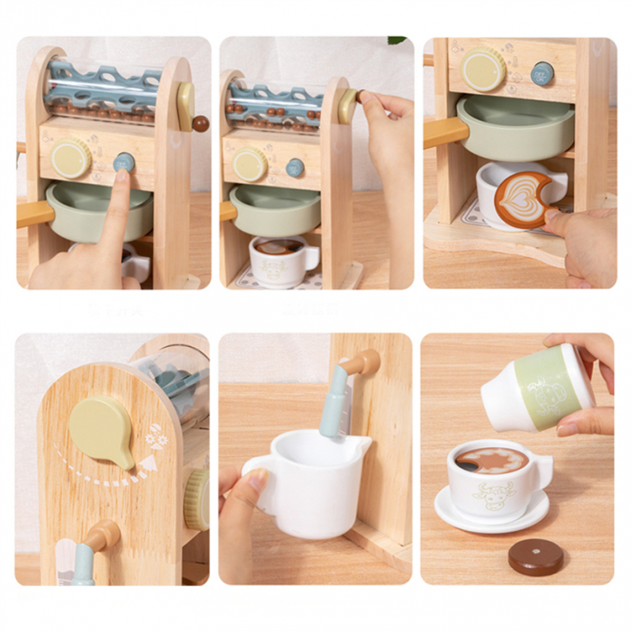 Espressor de cafea din lemn 15 piese – set barista pentru copii 3 ani+ [4]
