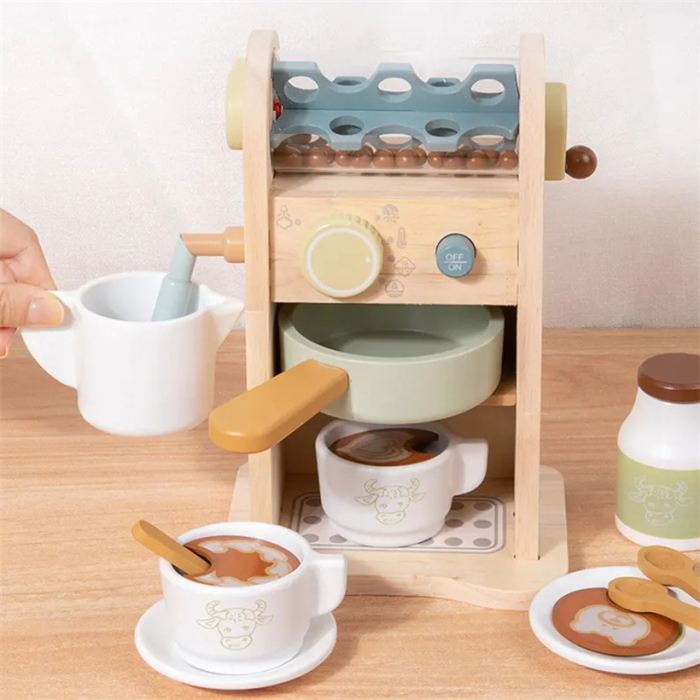 Espressor de cafea din lemn 15 piese – set barista pentru copii 3 ani+ [3]