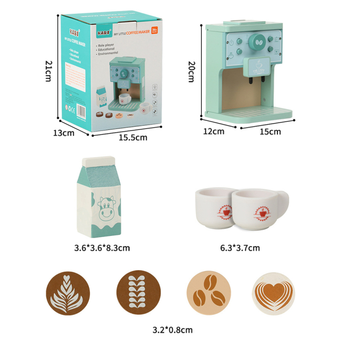 Espressor de cafea din lemn – Lean Toys (cu căni și lapte) [5]