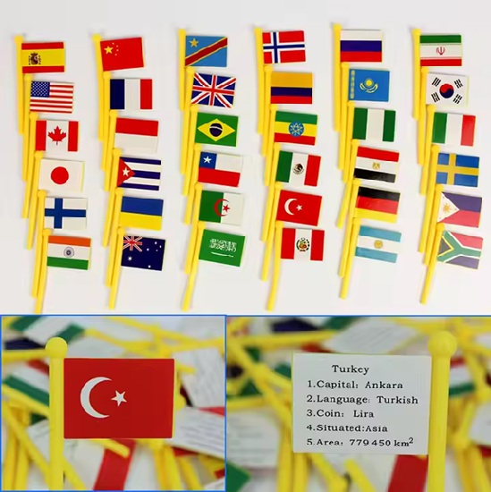 Harta Lumii din Lemn cu 36 Steaguri – Jucarie Educativa Montessori pentru Copii 3+ Ani [2]