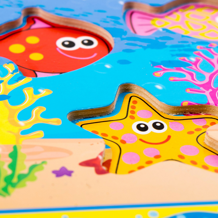 Joc 3-în-1 Ocean – pescuit magnetic, șnuruit și sortare forme din lemn | ZukiToys.ro [5]