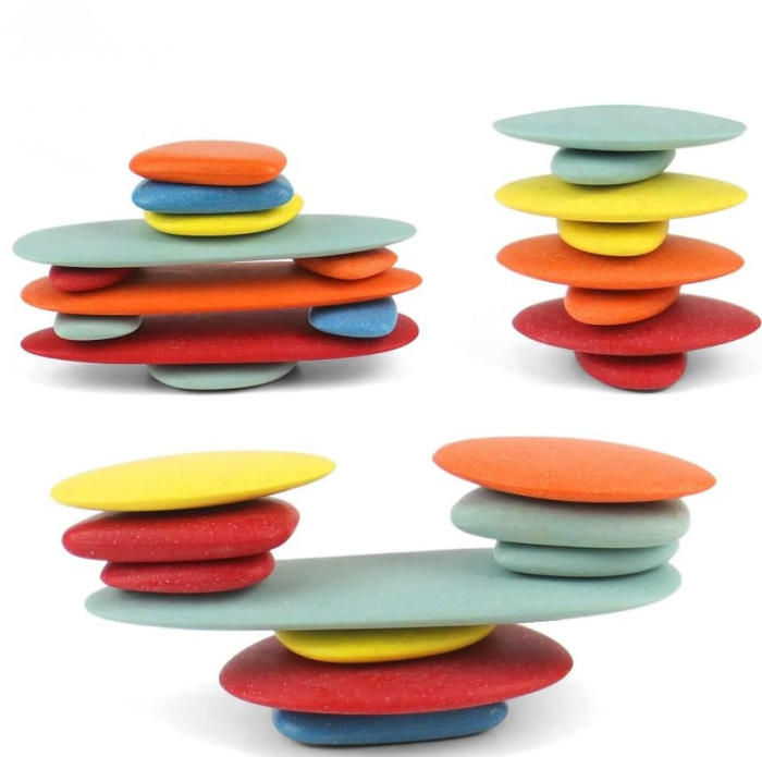 Joc creativ din lemn Montessori de asociere și dexteritate cu pietre colorate [4]