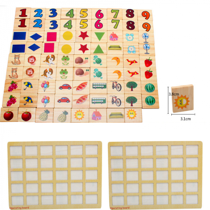 Joc de memorie din lemn tip Mahjong – 82 piese | ZukiToys.ro [2]