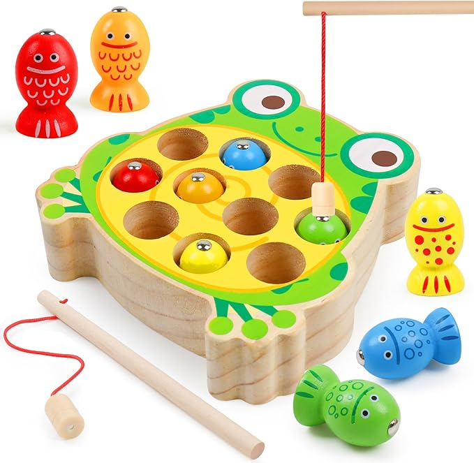 Joc de pescut magnetic din lemn – Broscuta|ZukiToys.ro [2]