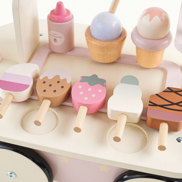 Joc de rol din lemn – cărucior cu înghețată, set interactiv pentru joacă [4]