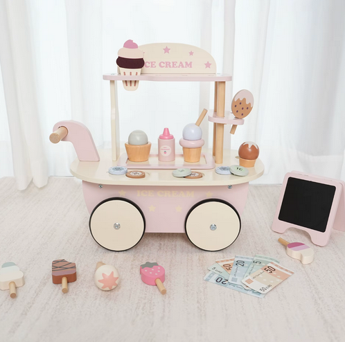 Joc de rol din lemn – cărucior cu înghețată, set interactiv pentru joacă [2]