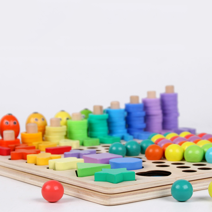 Joc din lemn Montessori 5-în-1 – pescuit magnetic, forme, matematică și dexteritate [5]