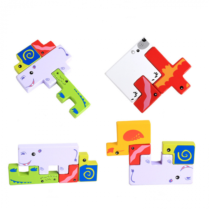 Joc din lemn Tetris 3D cu animalute – Puzzle creativ pentru copii | ZukiToys.ro [4]