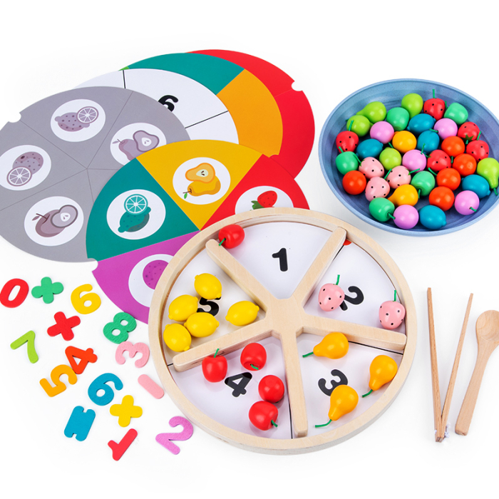 Joc educațional Montessori – Clasificare fructe și culori, 78 piese [3]