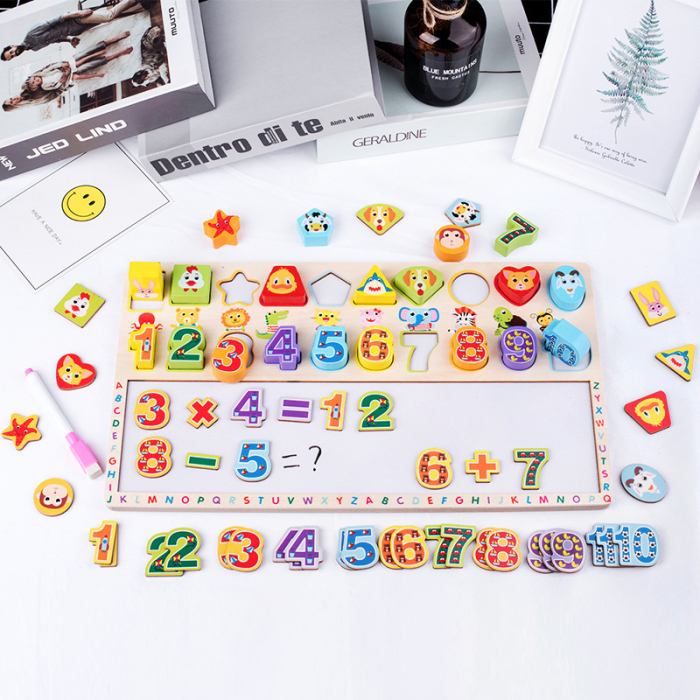 Joc Educativ 3-în-1 – Tăbliță Magnetică, Cifre și Forme Geometrice [1]