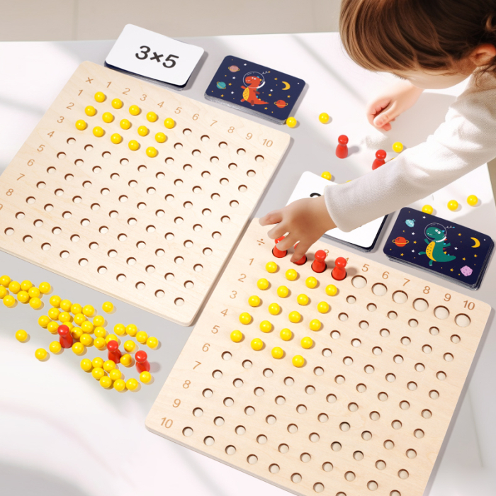 Joc educativ Montessori din lemn cu tabla înmulțirii și împărțirii, 224 piese [2]