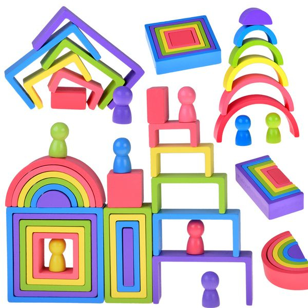 Joc constructie Montessori din lemn - 28 piese , multicolor [3]