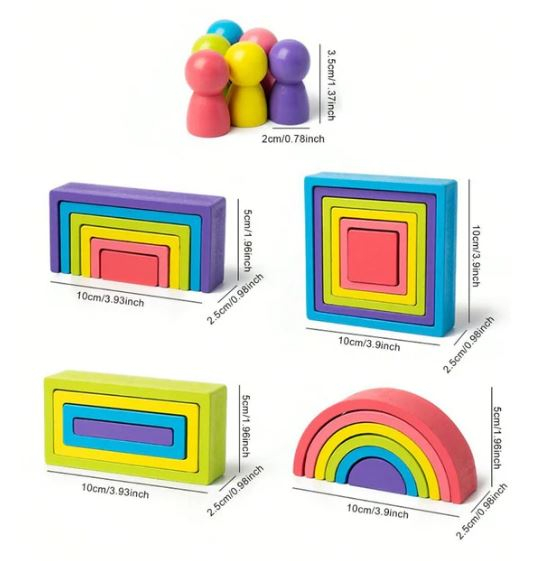 Joc constructie Montessori din lemn - 28 piese , multicolor [6]