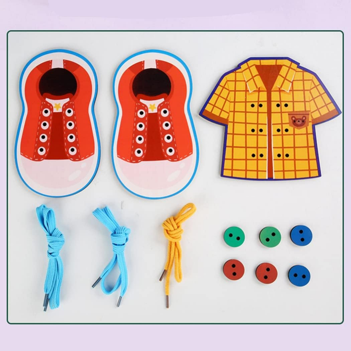Joc siretuit lemn Camasa si pantofi | ZukiToys copii 3 ani+ [2]