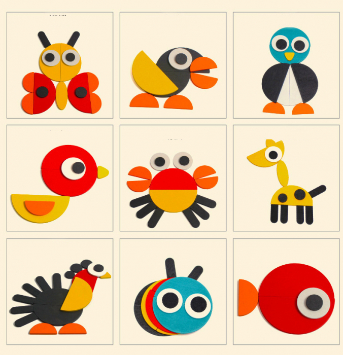Joc educativ Tangram din lemn – 40 piese colorate | ZukiToys.ro [4]