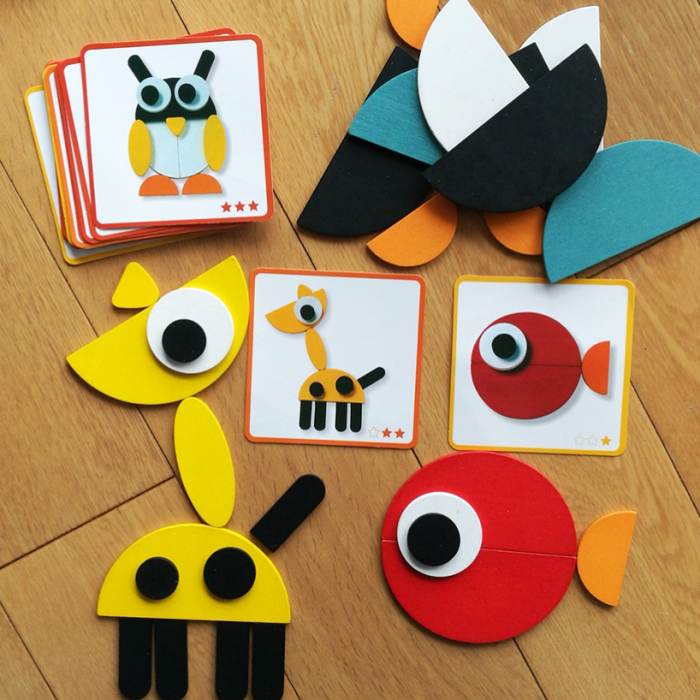 Joc educativ Tangram din lemn – 40 piese colorate | ZukiToys.ro [5]
