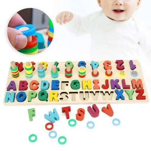 Joc lemn 3-în-1 cifre, litere și mulțimi Montessori | ZukiToys.ro [3]