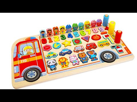 Joc logaritmic 7-în-1 Pompierul din lemn – Activități STEM pentru copii | ZukiToys.ro [1]
