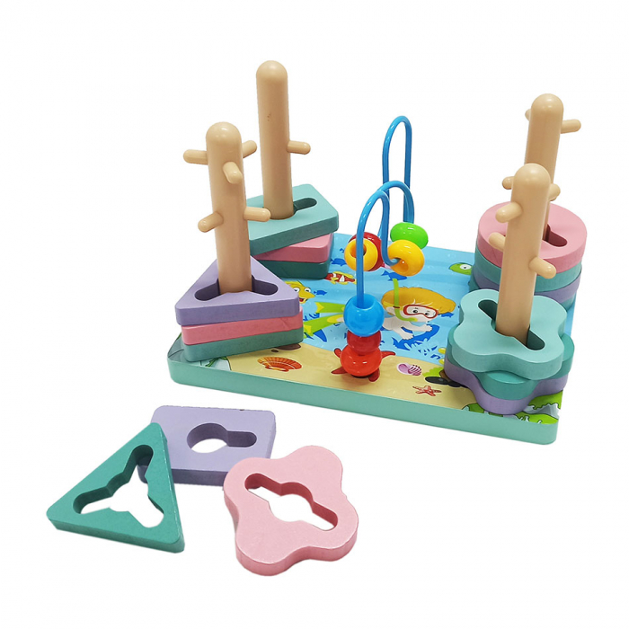 Joc Montessori 2-în-1 – Motricitate și Sortator de Forme din lemn | ZukiToys.ro [2]