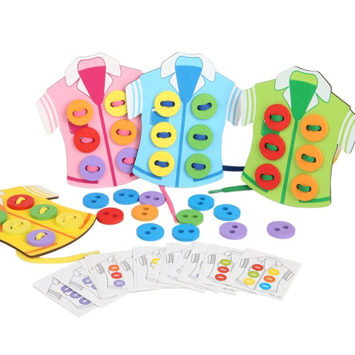 Joc Montessori de șnuruit cu nasturi colorați – 32 de piese pentru asociere și motricitate fină [4]