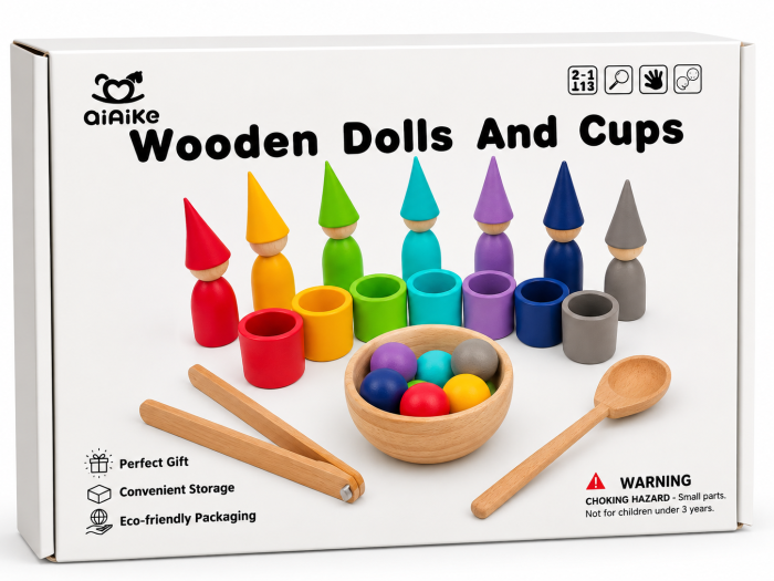 Joc Montessori de Sortare și Clasificare – Figurine, Bile și Cupe Colorate [1]