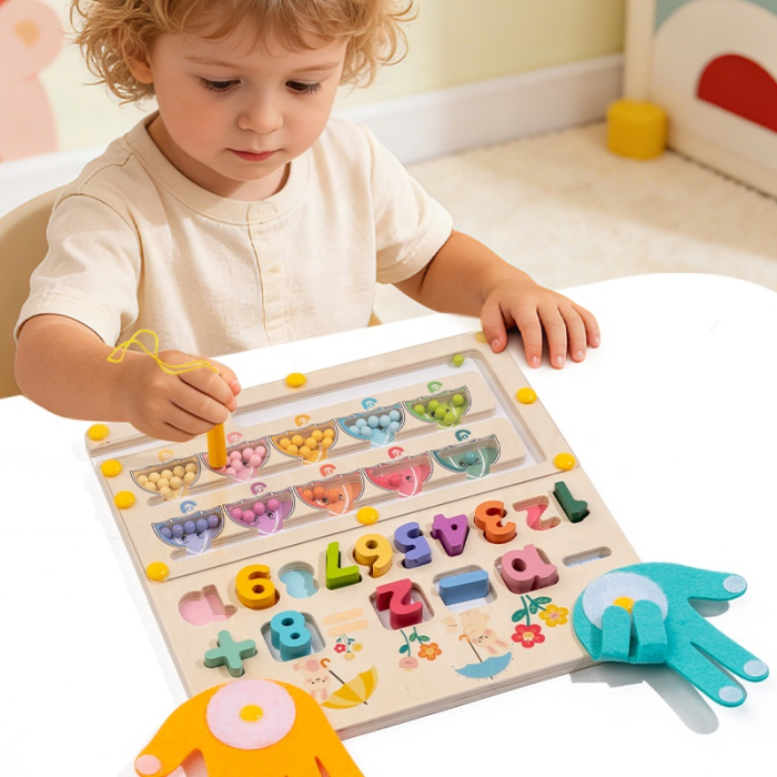 Joc Montessori magnetic 3 în 1 cu bile și numărare pe degete din lemn [2]